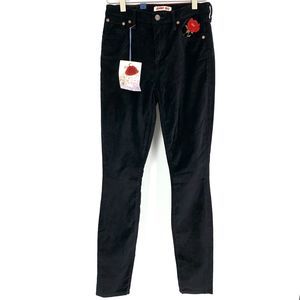 Johnny Was Black Velvet Embroidered Skinny Jeans